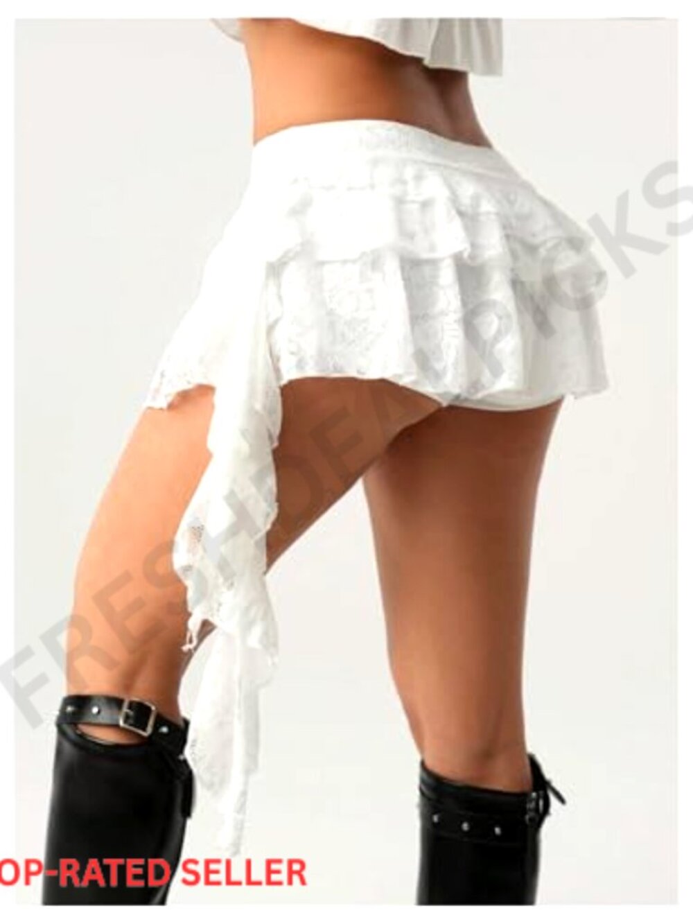 Y2K Mini Skirt Ruffle Lace Asymmetrical Pleated Skort with Shorts Party - Picture 2 of 6
